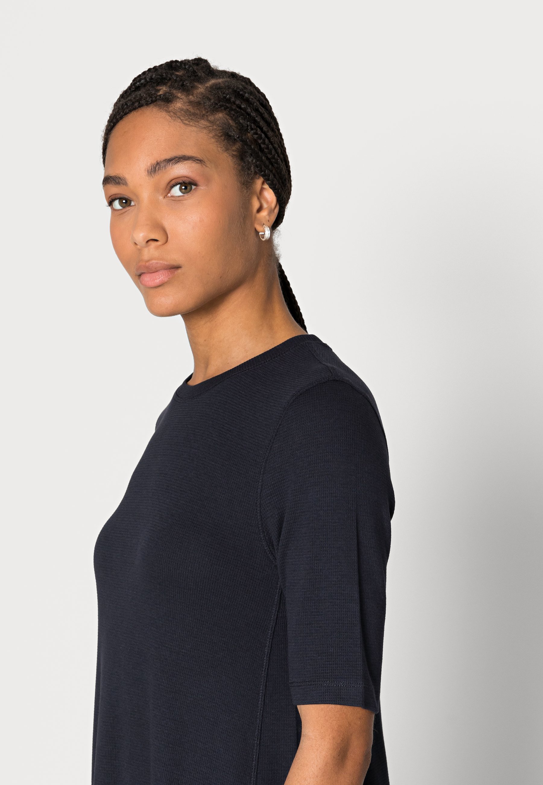 deep round neck dress