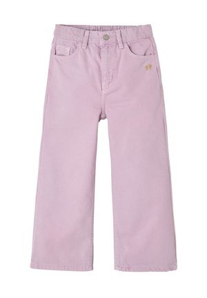 WEITE MIT BLUMENSTICKEREI - Straight leg jeans - pfingstrose