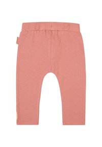 Ljusrosa bomullsleggings med mjuk textur, elastisk midja och en liten vävd etikettaccent på sidan. Korta i längden utan mönster.