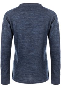 Langärmliges Hemd aus dunkelblau gemeliertem Stoff. Features einen Rundhalsausschnitt und gerippte Bündchen, mit einer strukturierten, leicht unregelmäßigen Optik.