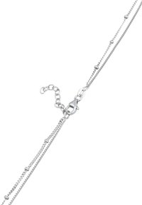Bracciale in argento con maglie intrecciate, perle tonde e chiusura a gancio. Texture liscia e design delicato.