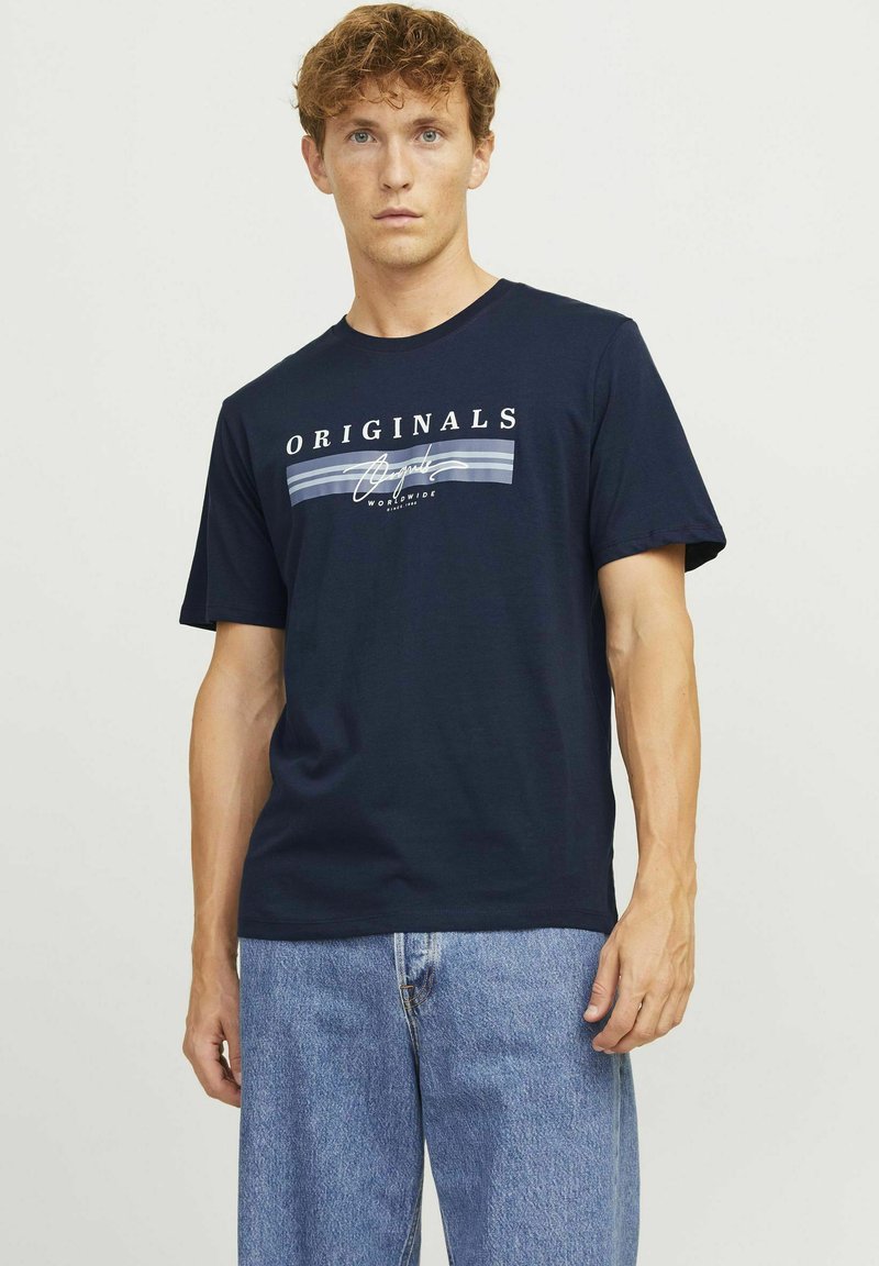 Jack & Jones RUNDHALS - T-shirts print - navy blazer