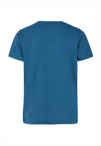 T-shirt kratkih rukava u jednostavnom teal materijalu, sa okruglim izrezom i glatkom teksturom, te urednim šavovima duž rubova i rukava.
