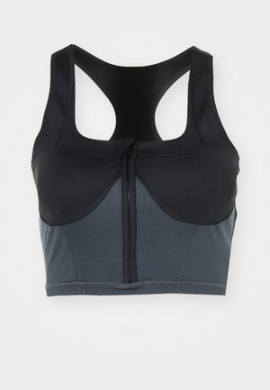 adidas by Stella McCartney TWO-TONE ZIPPED CROP - High support sports bra - black/carbon
