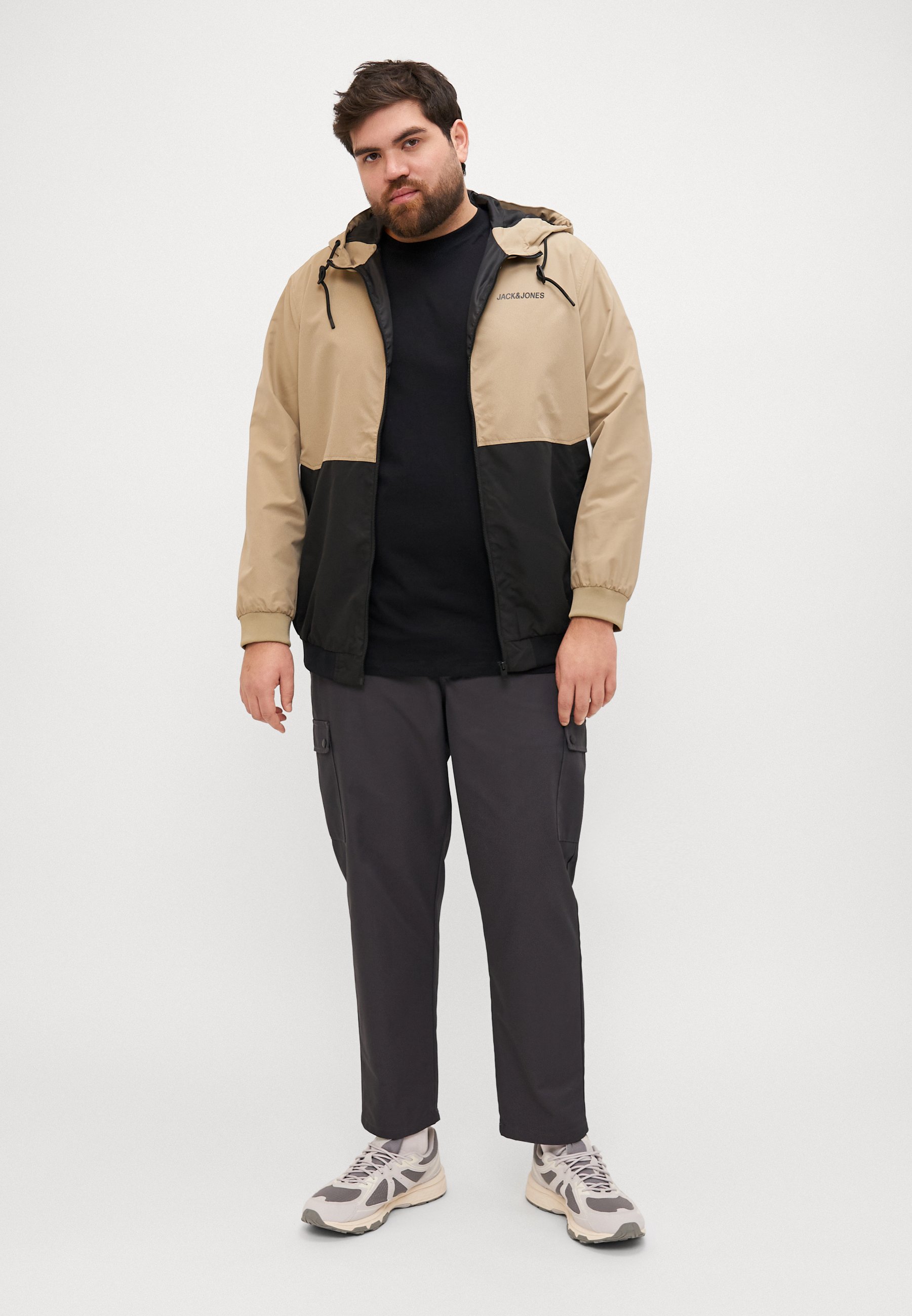Jack & Jones JJERUSH HOOD - Light jacket - coriander/black/beige