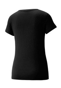 Sort kortærmet t-shirt med rund hals, tætsiddende design og glat bomuldsstruktur. Bagsiden er uden udsmykning eller mønstre.