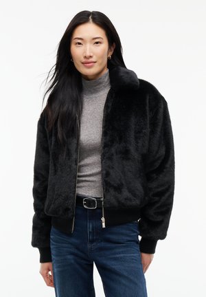 Tommy Jeans, FAUX FUR RELAXED ZIP-THRU JACKET - Яке бомбър - black