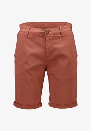 Lässige Shorts in Rostfarbe mit umgeschlagenen Bündchen, Knopfverschluss, Gürtelschlaufen und Vordertaschen.