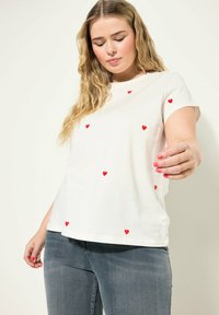 Studio Untold RUNDHALS HERZEN - Triko s potiskem - off white