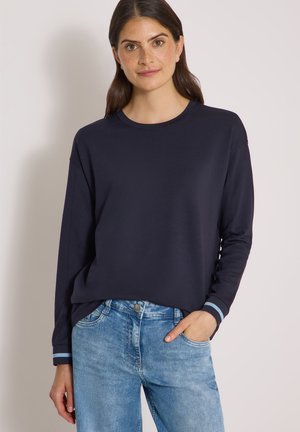 Cecil, LANGARM SHIRT MIT RUNDHALS UND STREIFENDETAIL - Felpa - urban dark blue