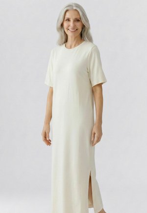 Oui, KLEID SCUBA - T-Shirt-Kleid - whitecap gray