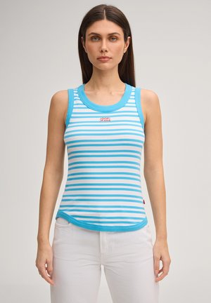JOOP! Jeans TOP TIANI - Top - türkis/weiß gestreift