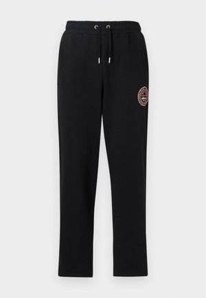 Svarta sweatpants med dragsko i midjan, två sidofickor och en broderad logotypdetalj på vänster lår. Mjuk, elastisk tyg.