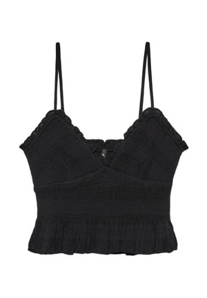 Stradivarius FITTED WITH RUFFLES  - Top - black