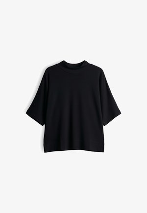 OPUS, RELAXED FIT STAND COLLAR - T-shirt basic - black
