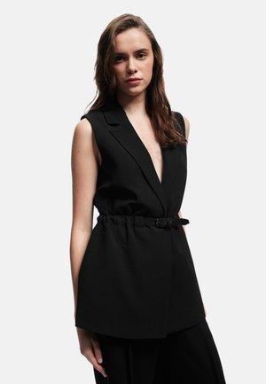 BELTED LONG - Vest - black