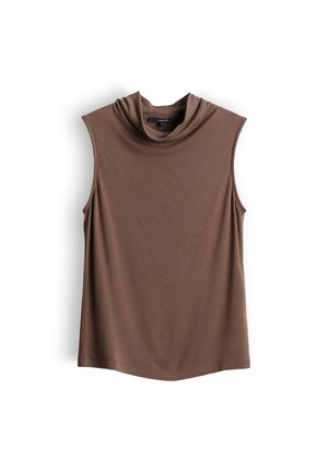 someday., SLIM DRAPED COLLAR - Débardeur - hazelnut