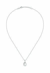 Sølv kæden halskæde med en tåreformet vedhæng med en tekstureret bjælke, poleret finish og delikat kæde design. Længden kan justeres.