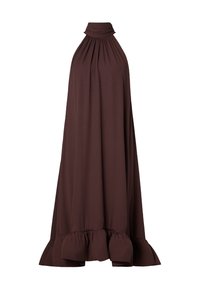SABRINA HALTER NECK RUFFLED DRESS - Rochie cocktail/Rochie petrecere - chocolate