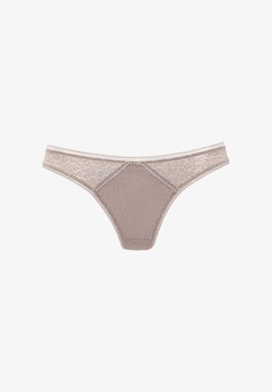 Beige pitsakaitsega sidskinnaga, millel on lillemuster, koos tugeva esipaneeli ja õhukese elastse vöökohtaga. Pehme tekstuur, minimalistlik disain.