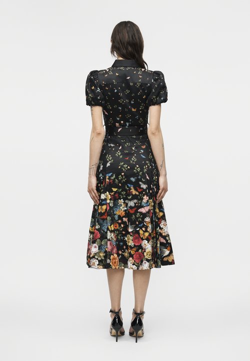 green emerald velvet dress Alice & Olivia Oriana Drop Waist Midi Dress