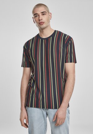 T-SHIRT PRINTED OVERSIZED RETRO STRIPE TEE - Camiseta estampada - midnightnavy/burnedred