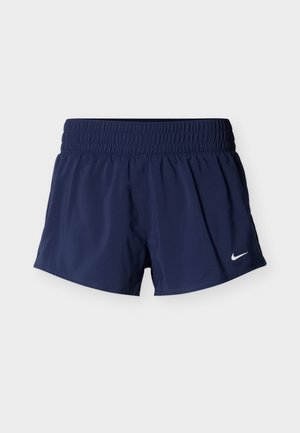 Tumši zili šorti ar elastīgu jostu, izgatavoti no viegla auduma. Apakšējā labajā pusē ir neliels balts Nike logotips.