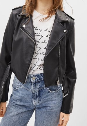 Imitatieleren jas - black