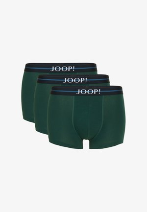 Boxer in cotone verde in confezione da tre, con una cintura nera che riporta il nome del marchio "JOOP!" e un accento blu a contrasto.