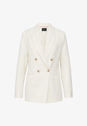 Weißes, doppelt geknöpftes Blazer aus glattem Stoff. Mit Reverskragen, zwei Knopfverschlüssen und seitlichen Taschen. Taillierte Passform.