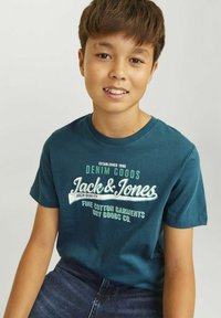 Jack & Jones Junior JJELOGO TEE O-NECK JNR - Marškinėliai su spaudiniu - deep teal