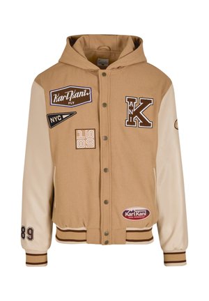 Karl Kani, KU233-001-2 KK RETRO PATCH WAVY BLOCK COLLEGE JACKET - Letná bunda - brown/sand/off white