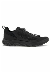 Sneaker nere con tomaia in mesh, punta sagomata, lacci elasticizzati e suola robusta e testurizzata per una migliore aderenza e durata.