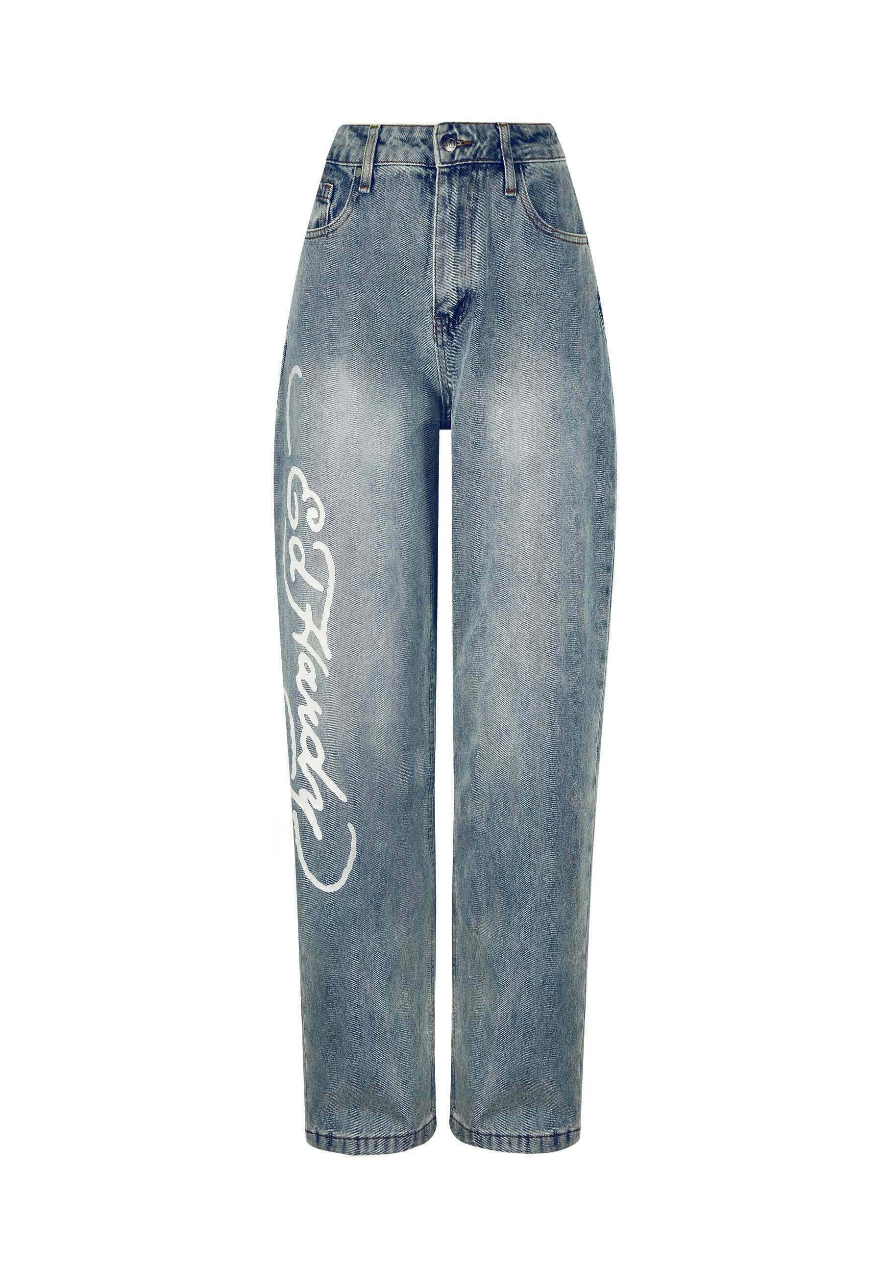Ed Hardy FLAMING SKULL - Relaxed fit jeans - blue/blauw - Zalando.nl