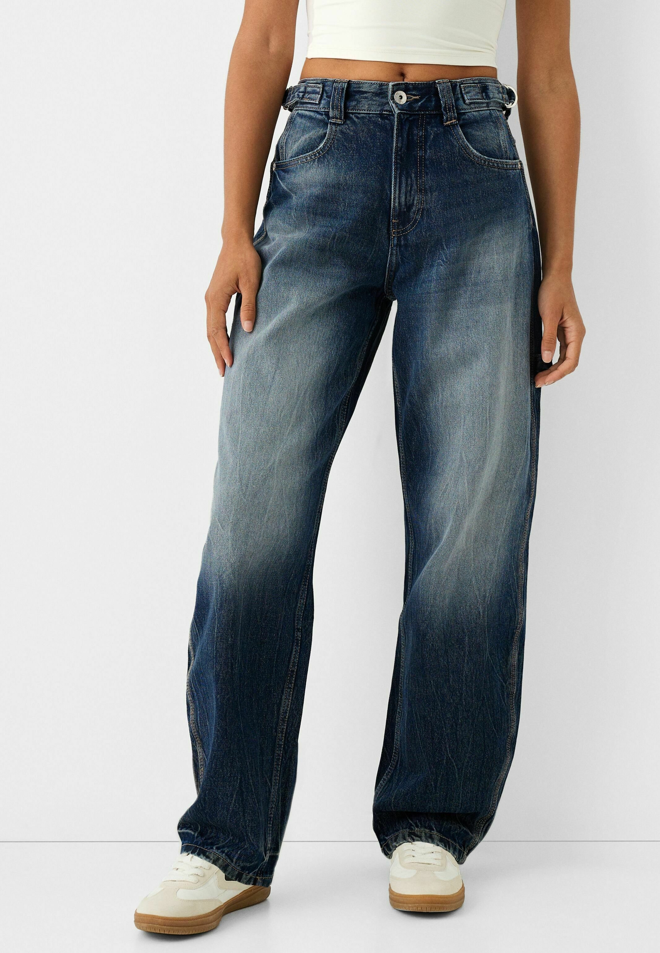 Bershka WIDE BALLOON CARPENTER - Wide Leg - blue - Zalando