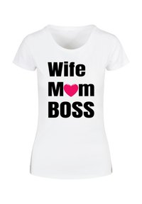 MOTHERS DAY - WIFE MUM BOSS  - Print T-shirt - white