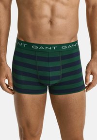 Boxer briefs a rayas verdes y marino con una cinturilla con el logo de GANT. Fabricados con una tela suave y elástica, presentan un corte ajustado y costuras planas.