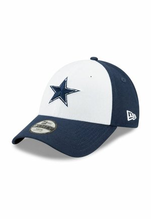 Zweifarbige navyblaue und weiße Jugend-Baseballkappe mit einem aufgestickten fünfzackigen Stern vorne und einer geschwungenen Krempe.
