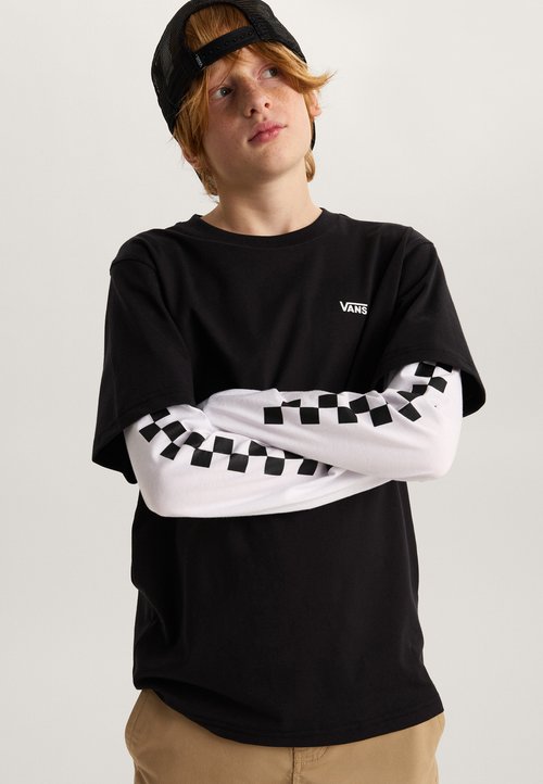 Vans BY LONG CHECK TWOFER BOYS - Long sleeved top - racing black white — foto 2