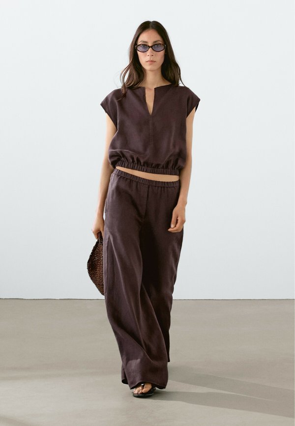 WITH ELASTICATED HEM - Blouse - mottled bordeaux3