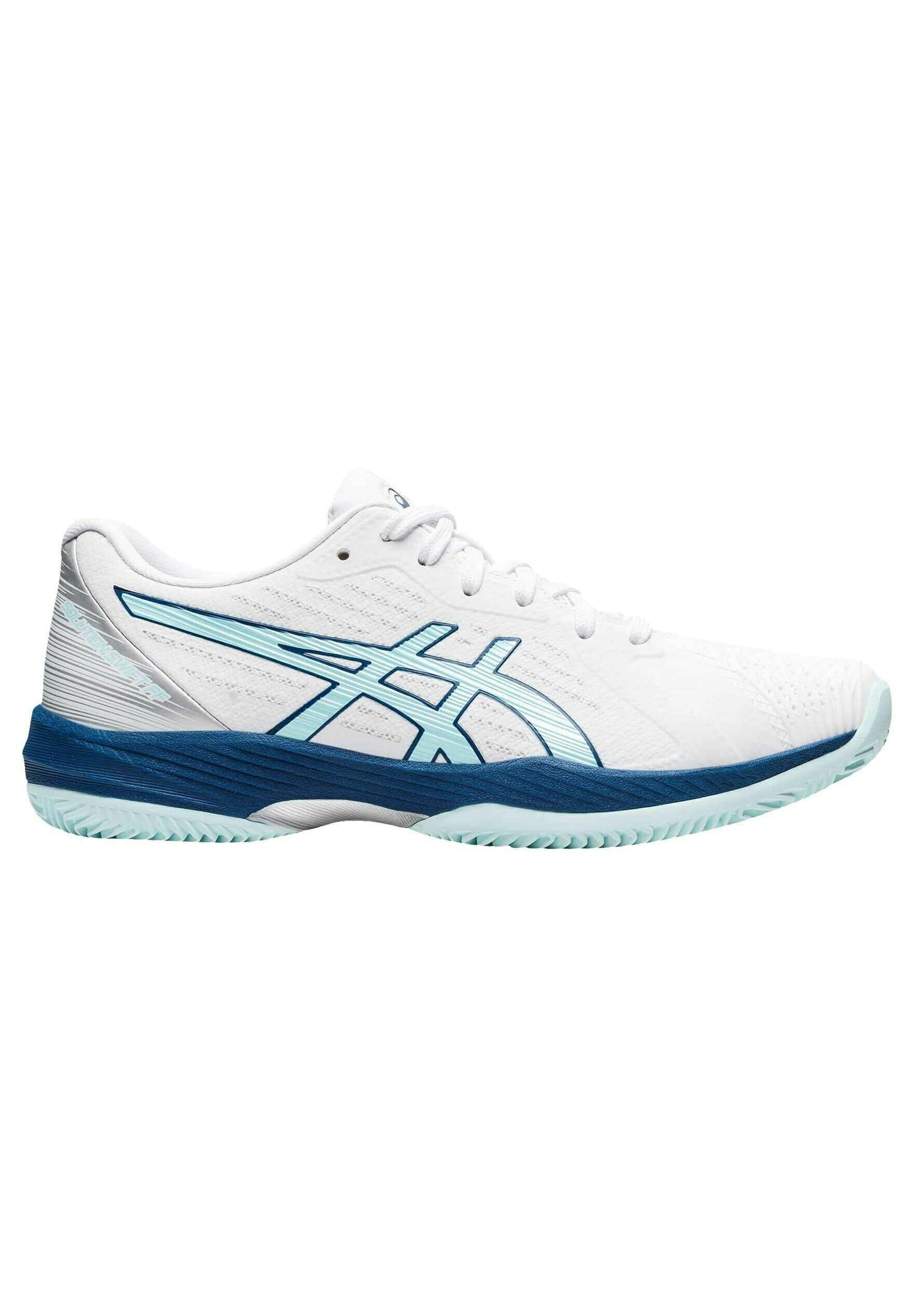 multi coloured asics trainers