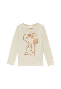 s.Oliver MET GLINSTERENDE SNOOPY PRINT - Langarmshirt - helles sand