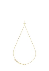 Gouden ketting met een eenvoudige kruisanhanger. Heeft een delicate, dunne ketting en een sluiting met een verstelbare lengte.