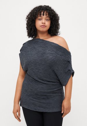 Vero Moda Curve VMCFIE ONE SHOULDER - Print T-shirt - asphalt