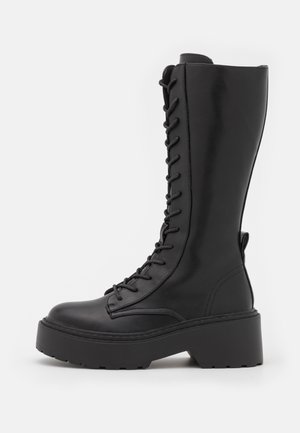 ONLBOSSI HIGH SHAFT LACE UP BOOT - Lace-up boots - black