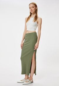 Koton SPLIT - Jupe longue - khaki