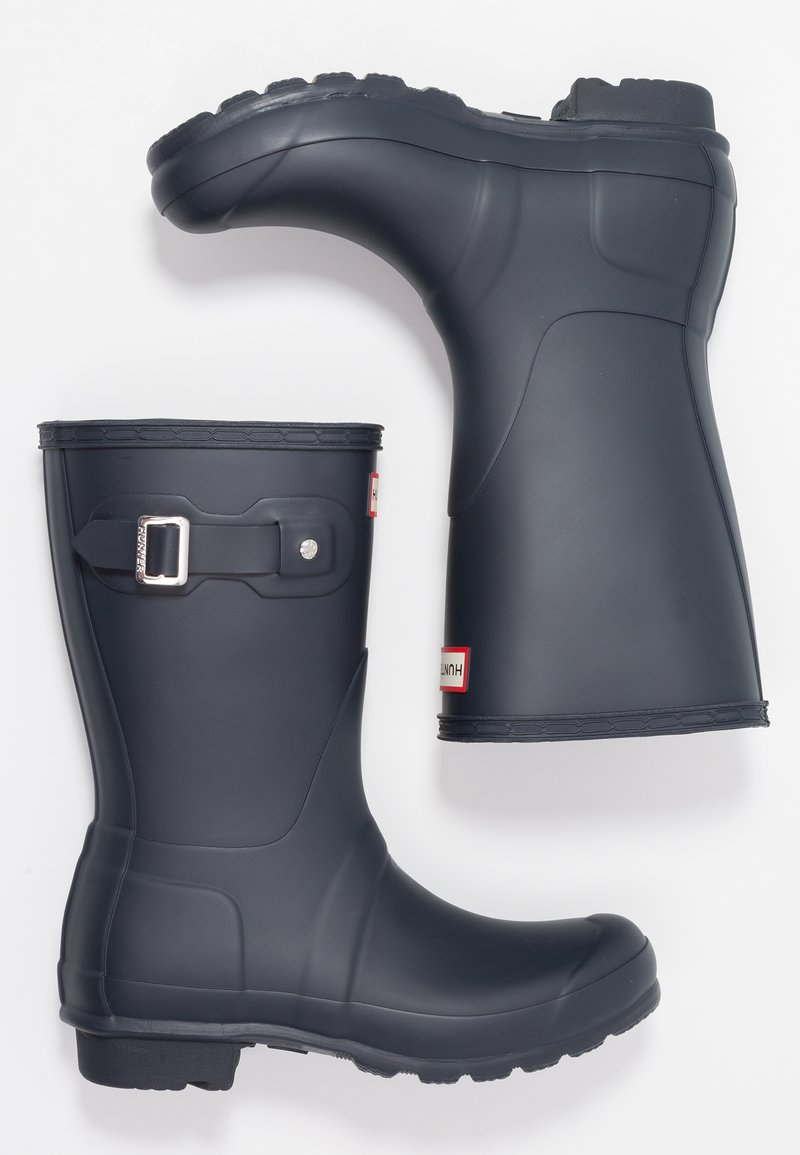 Hunter ORIGINAL WOMENS SHORT TRI COLOUR LOGO BACKSTRAP BOOT - Stivali di gomma - black/nero