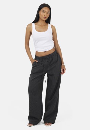 Brave Soul, LADIES STRIPE SUIT TROUSERS - Broek - black