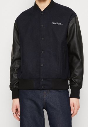 Faux leather jacket - dark-blue denim