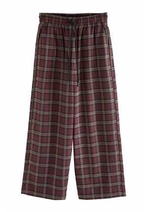PULL ON WIDE LEG CHECK - Pantaloni - burgundy red